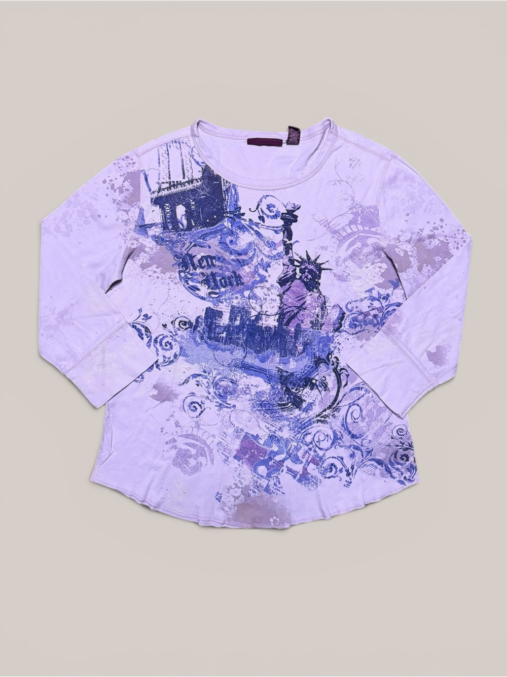 Y2K VINTAGE Purple New York Top with Rhinestones